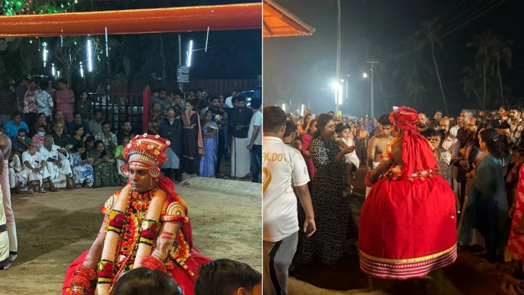 Theyyam Vellattam ritual performance at Kolathuvayal Chirakutti Puthiyabhagavathi Kshethram in Kannur, Kerala